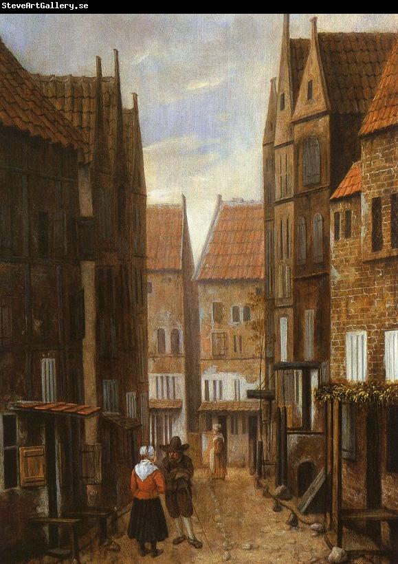 Jacobus Vrel Street Scene with Couple in Conversation